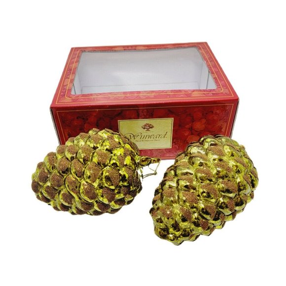 Winward Floral Seasonal Decor Pinecone Glass Green Christmas Ornaments Vintage - Picture 1 of 9